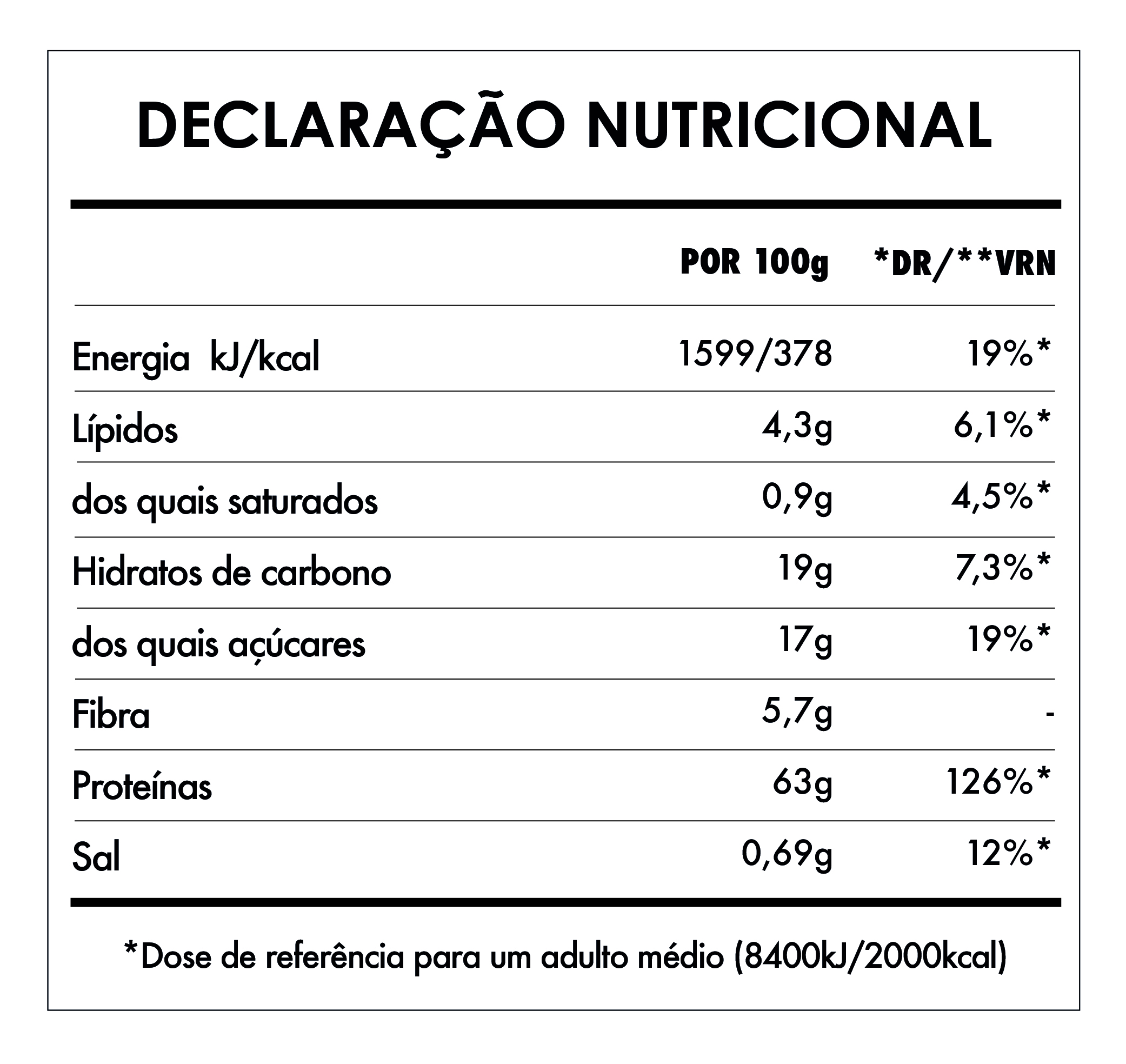 Tabela Nutricional - Super Vegan Protein Cacau
